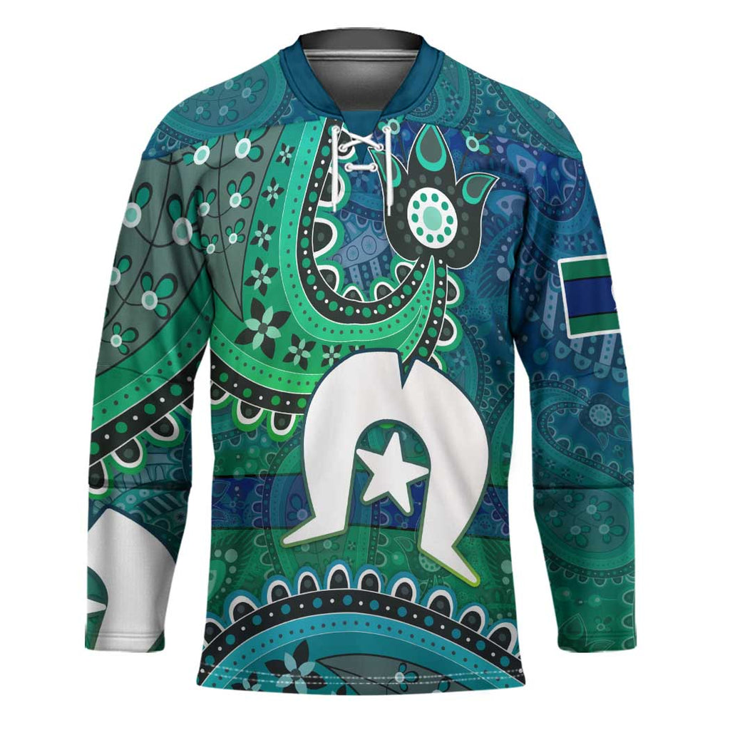 Torres Strait Islands Hockey Jersey Dhari Emblem Vibrant Teal Indigenous