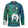 Torres Strait Islands Hockey Jersey Dhari Emblem Vibrant Teal Indigenous