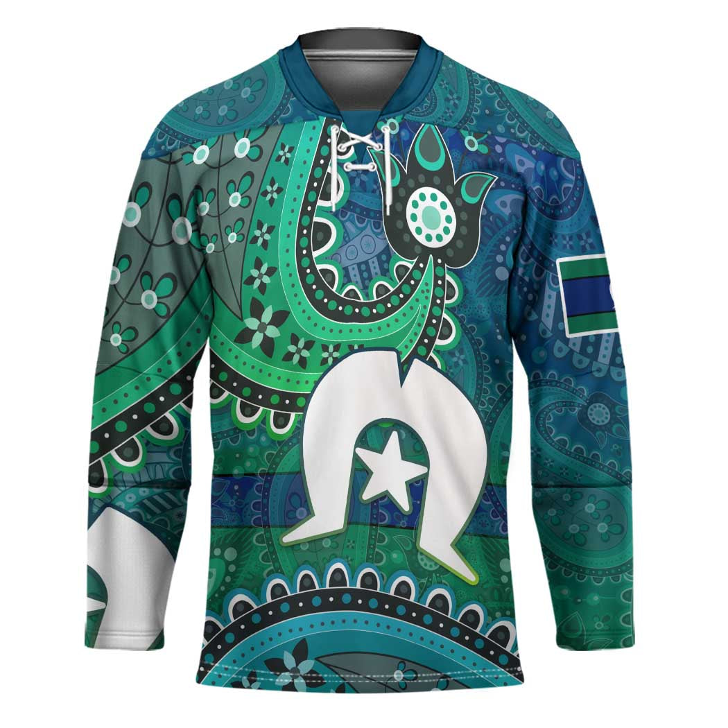 Torres Strait Islands Hockey Jersey Dhari Emblem Vibrant Teal Indigenous