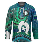 Torres Strait Islands Hockey Jersey Dhari Emblem Vibrant Teal Indigenous