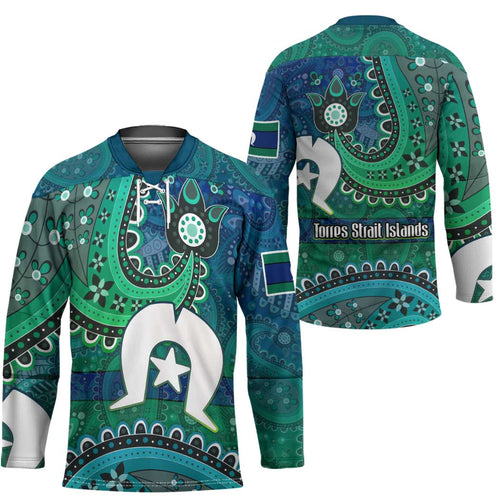 Torres Strait Islands Hockey Jersey Dhari Emblem Vibrant Teal Indigenous