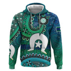Torres Strait Islands Hoodie Dhari Emblem Vibrant Teal Indigenous