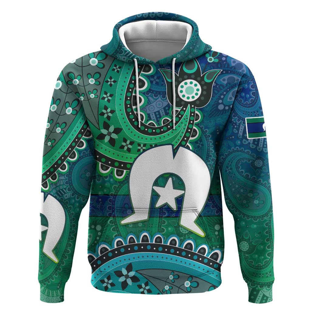 Torres Strait Islands Hoodie Dhari Emblem Vibrant Teal Indigenous