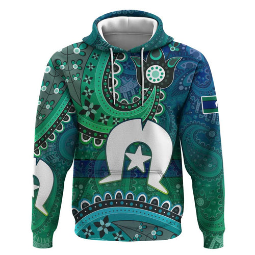 Torres Strait Islands Hoodie Dhari Emblem Vibrant Teal Indigenous