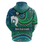 Torres Strait Islands Hoodie Dhari Emblem Vibrant Teal Indigenous