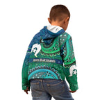 Torres Strait Islands Kid Hoodie Dhari Emblem Vibrant Teal Indigenous