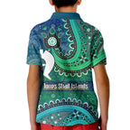 Torres Strait Islands Kid Polo Shirt Dhari Emblem Vibrant Teal Indigenous