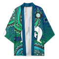 Torres Strait Islands Kimono Dhari Emblem Vibrant Teal Indigenous