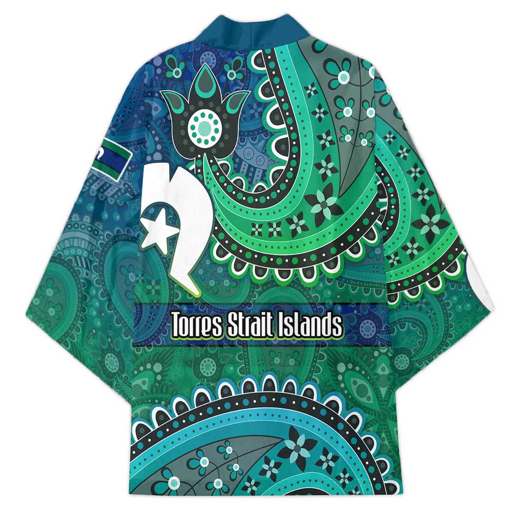 Torres Strait Islands Kimono Dhari Emblem Vibrant Teal Indigenous