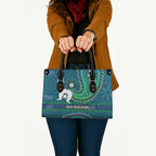 Torres Strait Islands Leather Bag Dhari Emblem Vibrant Teal Indigenous