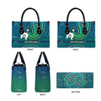 Torres Strait Islands Leather Bag Dhari Emblem Vibrant Teal Indigenous