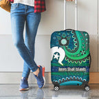 Torres Strait Islands Luggage Cover Dhari Emblem Vibrant Teal Indigenous