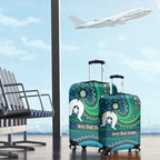 Torres Strait Islands Luggage Cover Dhari Emblem Vibrant Teal Indigenous
