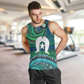 Torres Strait Islands Men Tank Top Dhari Emblem Vibrant Teal Indigenous