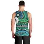 Torres Strait Islands Men Tank Top Dhari Emblem Vibrant Teal Indigenous