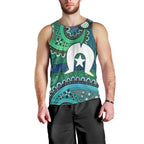 Torres Strait Islands Men Tank Top Dhari Emblem Vibrant Teal Indigenous