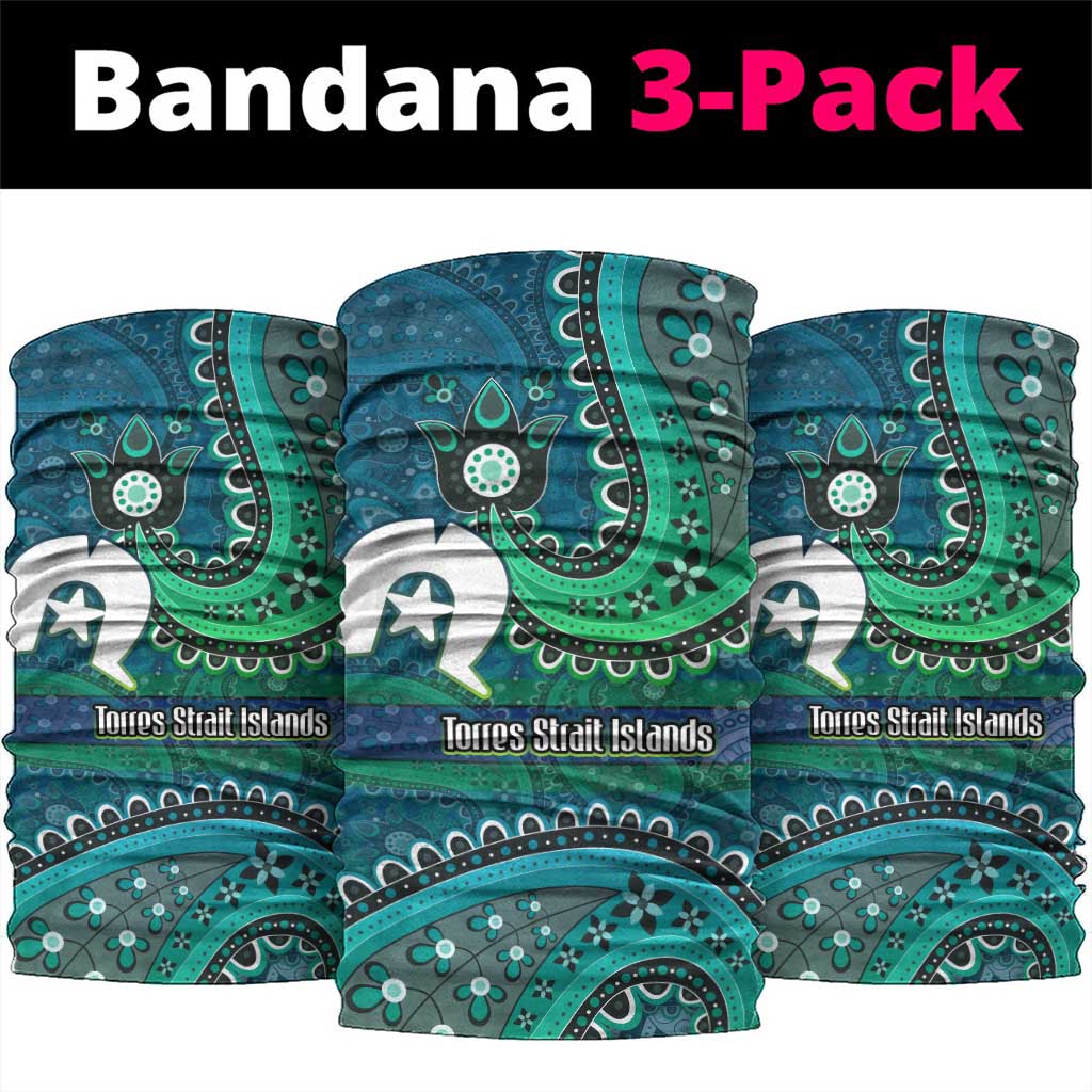 Torres Strait Islands Neck Gaiter Dhari Emblem Vibrant Teal Indigenous