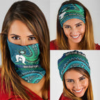 Torres Strait Islands Neck Gaiter Dhari Emblem Vibrant Teal Indigenous