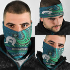 Torres Strait Islands Neck Gaiter Dhari Emblem Vibrant Teal Indigenous