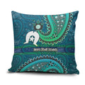 Torres Strait Islands Pillow Cover Dhari Emblem Vibrant Teal Indigenous