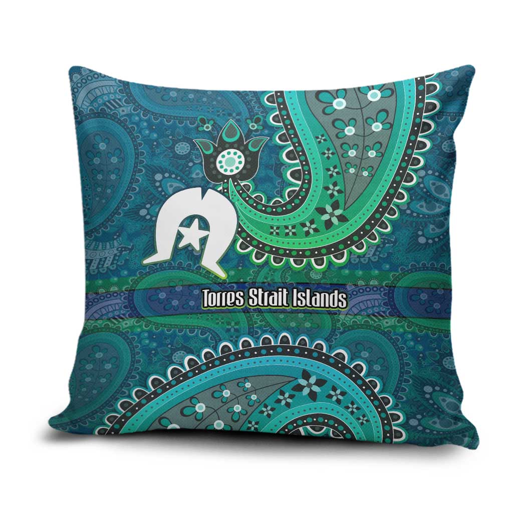 Torres Strait Islands Pillow Cover Dhari Emblem Vibrant Teal Indigenous