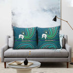 Torres Strait Islands Pillow Cover Dhari Emblem Vibrant Teal Indigenous