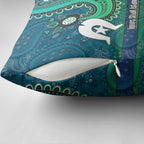 Torres Strait Islands Pillow Cover Dhari Emblem Vibrant Teal Indigenous