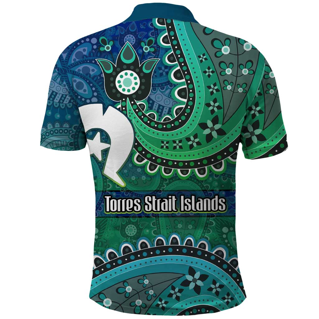 Torres Strait Islands Polo Shirt Dhari Emblem Vibrant Teal Indigenous