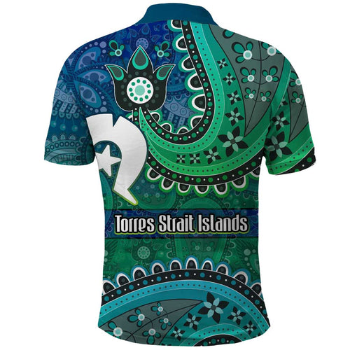 Torres Strait Islands Polo Shirt Dhari Emblem Vibrant Teal Indigenous