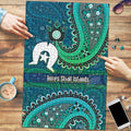 Torres Strait Islands Puzzle Dhari Emblem Vibrant Teal Indigenous