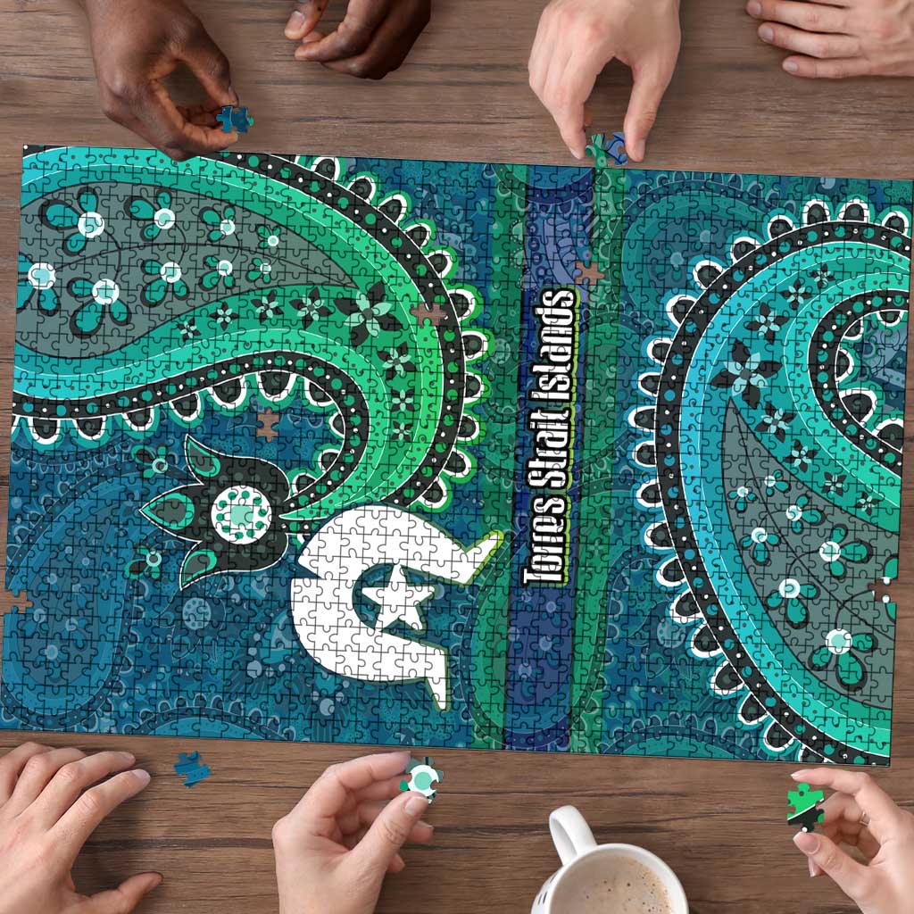 Torres Strait Islands Puzzle Dhari Emblem Vibrant Teal Indigenous