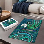 Torres Strait Islands Puzzle Dhari Emblem Vibrant Teal Indigenous