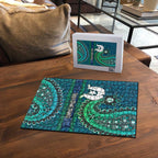 Torres Strait Islands Puzzle Dhari Emblem Vibrant Teal Indigenous