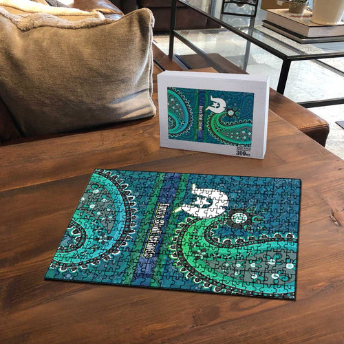 Torres Strait Islands Puzzle Dhari Emblem Vibrant Teal Indigenous
