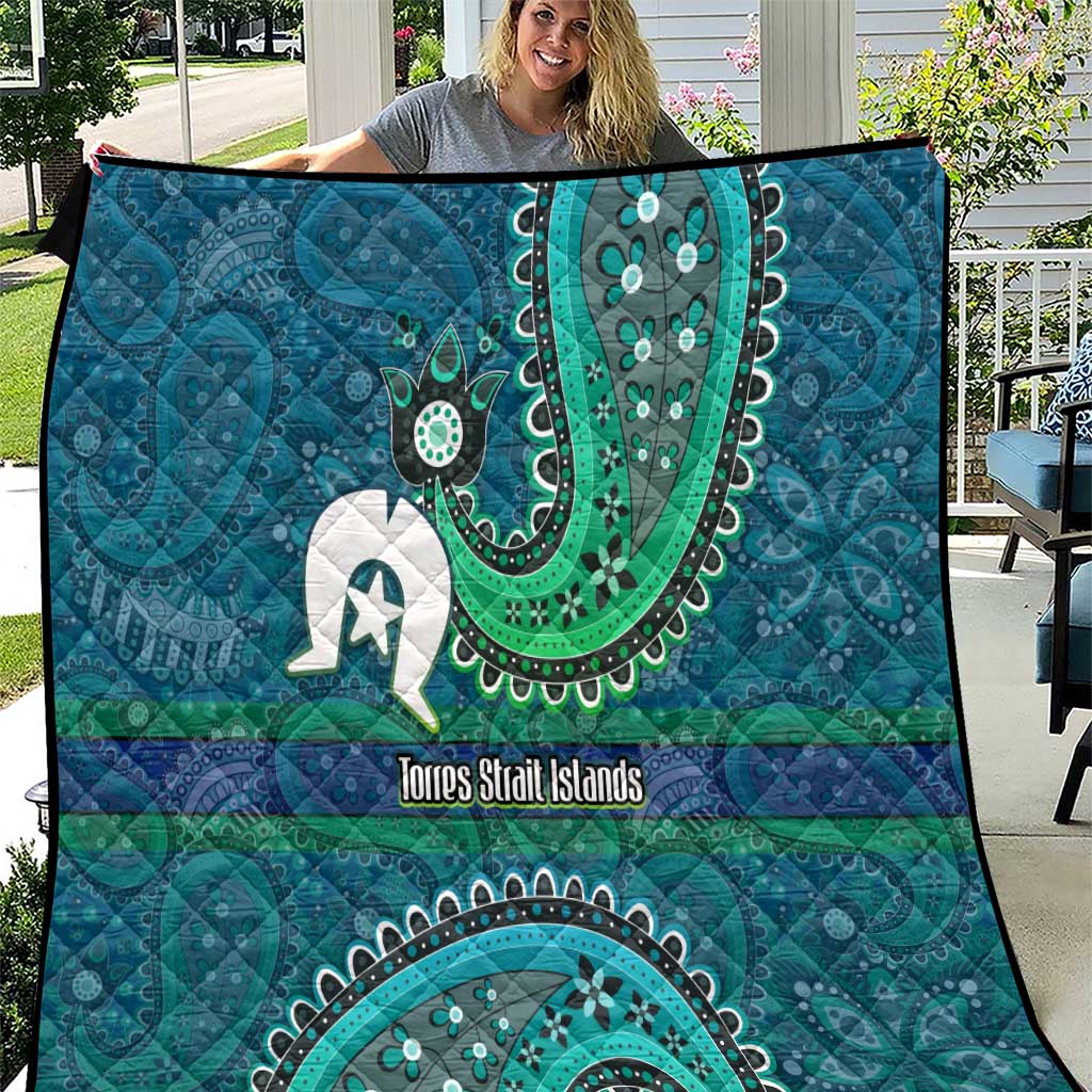 Torres Strait Islands Quilt Dhari Emblem Vibrant Teal Indigenous