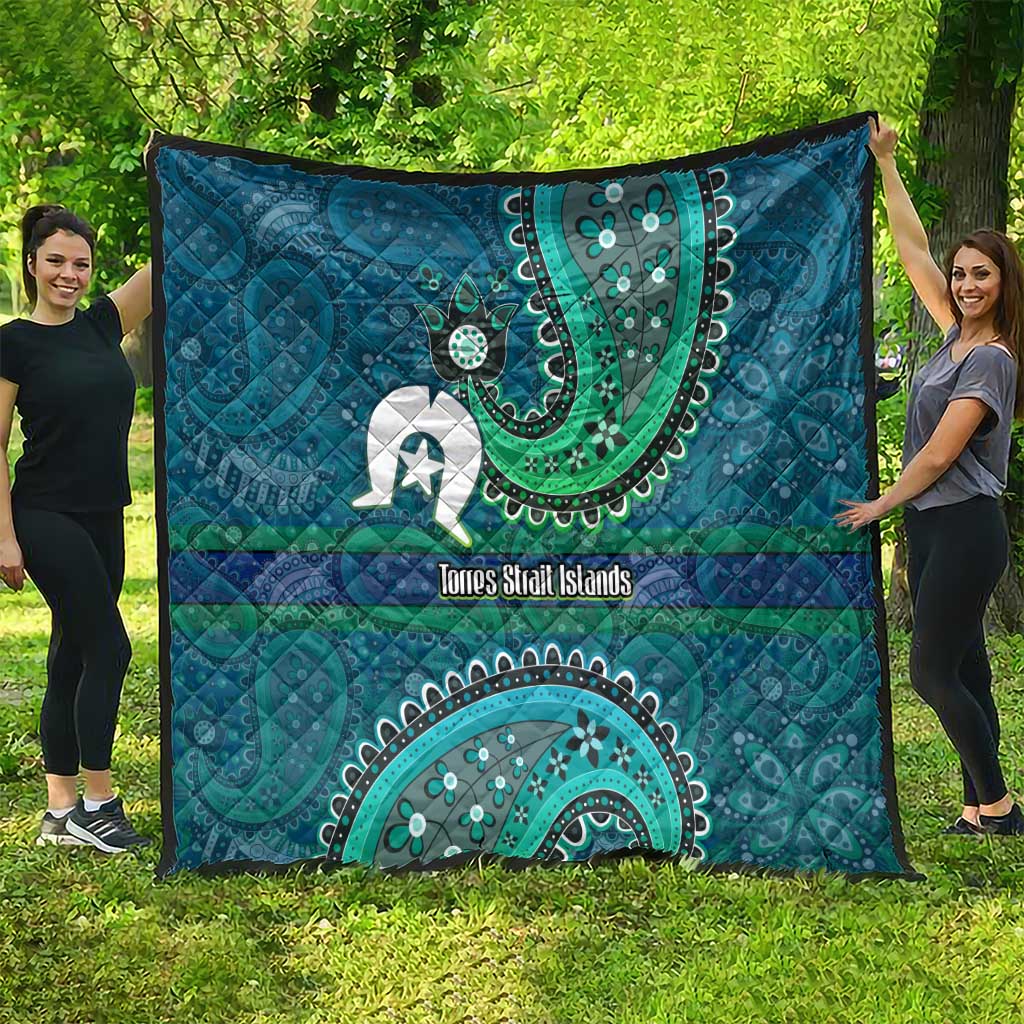 Torres Strait Islands Quilt Dhari Emblem Vibrant Teal Indigenous