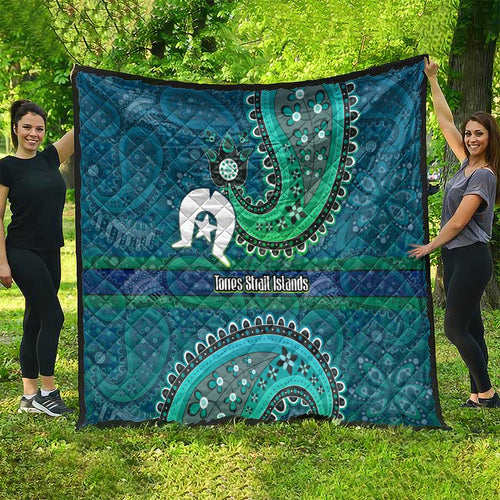 Torres Strait Islands Quilt Dhari Emblem Vibrant Teal Indigenous