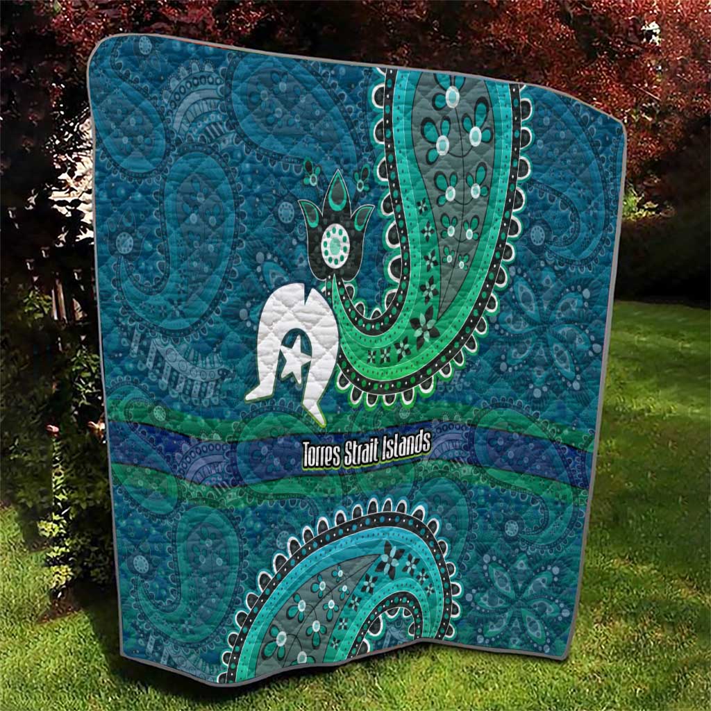 Torres Strait Islands Quilt Dhari Emblem Vibrant Teal Indigenous