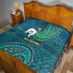 Torres Strait Islands Quilt Dhari Emblem Vibrant Teal Indigenous