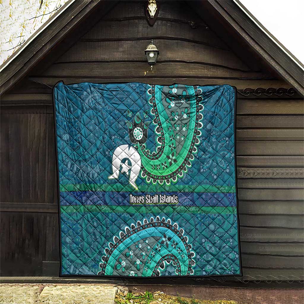 Torres Strait Islands Quilt Dhari Emblem Vibrant Teal Indigenous