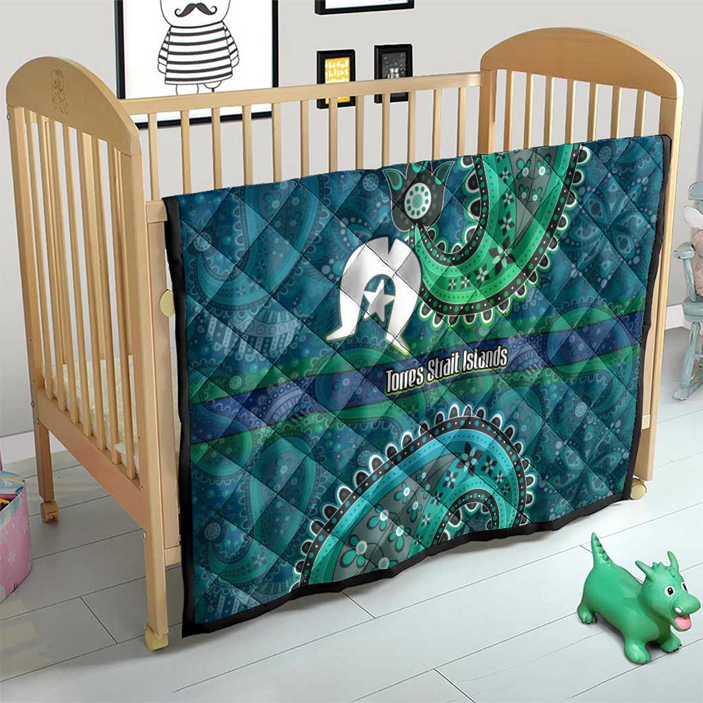 Torres Strait Islands Quilt Dhari Emblem Vibrant Teal Indigenous