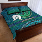 Torres Strait Islands Quilt Bed Set Dhari Emblem Vibrant Teal Indigenous
