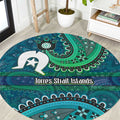 Torres Strait Islands Round Carpet Dhari Emblem Vibrant Teal Indigenous