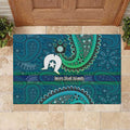 Torres Strait Islands Rubber Doormat Dhari Emblem Vibrant Teal Indigenous