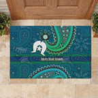 Torres Strait Islands Rubber Doormat Dhari Emblem Vibrant Teal Indigenous