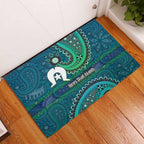 Torres Strait Islands Rubber Doormat Dhari Emblem Vibrant Teal Indigenous