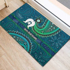 Torres Strait Islands Rubber Doormat Dhari Emblem Vibrant Teal Indigenous