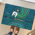 Torres Strait Islands Rubber Doormat Dhari Emblem Vibrant Teal Indigenous