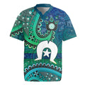 Torres Strait Islands Rugby Jersey Dhari Emblem Vibrant Teal Indigenous
