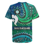 Torres Strait Islands Rugby Jersey Dhari Emblem Vibrant Teal Indigenous